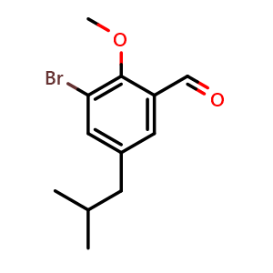 Chemical structure of 3-Bromo-5-isobutyl-2-methoxybenzaldehyde , CAS 2755716-67-5, AChemBlock X177964