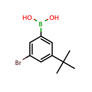 Chemical structure of 3-Bromo-5-tert-butylphenylboronic acid , CAS 1373881-94-7, AChemBlock X177978