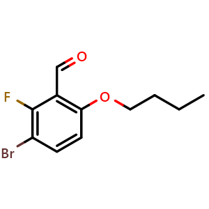 Chemical structure of 3-Bromo-6-butoxy-2-fluorobenzaldehyde , CAS 2755723-82-9, AChemBlock X177979