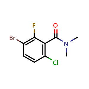 Chemical structure of 3-bromo-6-chloro-2-fluoro-N,N-dimethylbenzamide , CAS 2586126-68-1, AChemBlock X177984