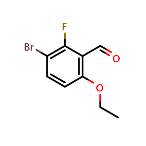 Chemical structure of 3-Bromo-6-ethoxy-2-fluorobenzaldehyde , CAS 2387102-52-3, AChemBlock X177990