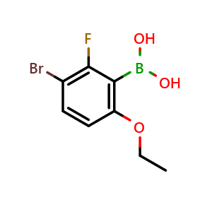 Chemical structure of 3-Bromo-6-ethoxy-2-fluorophenylboronic acid , CAS 1309980-98-0, AChemBlock X177992