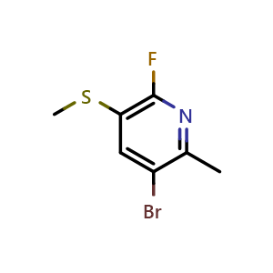 Chemical structure of 3-Bromo-6-fluoro-2-methyl-5-(methylthio)pyridine , CAS 2764731-54-4, AChemBlock X177993