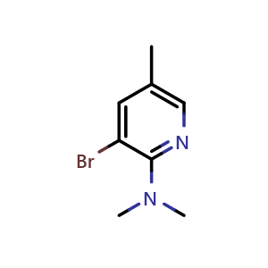Chemical structure of 3-Bromo-N,N,5-trimethylpyridin-2-amine , CAS 1368586-95-1, AChemBlock X178004