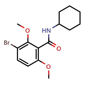 Chemical structure of 3-bromo-N-cyclohexyl-2,6-dimethoxybenzamide , CAS 2755716-49-3, AChemBlock X178007