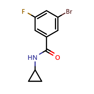Chemical structure of 3-Bromo-N-cyclopropyl-5-fluorobenzamide , CAS 1147712-88-6, AChemBlock X178013