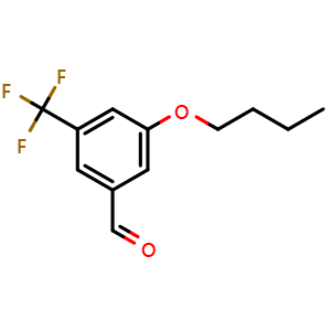 Chemical structure of 3-Butoxy-5-(trifluoromethyl)benzaldehyde , CAS 2757730-46-2, AChemBlock X178021