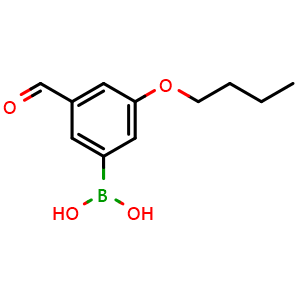 Chemical structure of 3-butoxy-5-formylphenylboronic acid , CAS 1072951-70-2, AChemBlock X178023