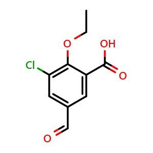 Chemical structure of 3-Chloro-2-ethoxy-5-formylbenzoic acid , CAS 2384741-52-8, AChemBlock X178040