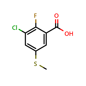 Chemical structure of 3-Chloro-2-fluoro-5-(methylthio)benzoic acid , CAS 1824559-73-0, AChemBlock X178045