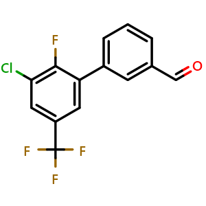Chemical structure of 3'-Chloro-2'-fluoro-5'-(trifluoromethyl)-[1,1'-biphenyl]-3-carbaldehyde , CAS 2764730-75-6, AChemBlock X178046
