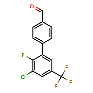 Chemical structure of 3'-Chloro-2'-fluoro-5'-(trifluoromethyl)-[1,1'-biphenyl]-4-carbaldehyde , CAS 2764730-78-9, AChemBlock X178047