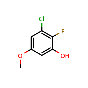 Chemical structure of 3-Chloro-2-fluoro-5-methoxyphenol , CAS 1783512-60-6, AChemBlock X178054