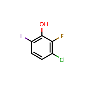 Chemical structure of 3-Chloro-2-fluoro-6-iodophenol , CAS 2386498-17-3, AChemBlock X178057
