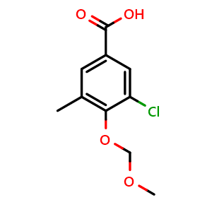 Chemical structure of 3-Chloro-4-(methoxymethoxy)-5-methylbenzoic acid , CAS 2807466-19-7, AChemBlock X178075