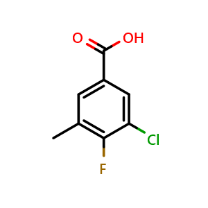 Chemical structure of 3-Chloro-4-fluoro-5-methylbenzoic acid , CAS 1427392-05-9, AChemBlock X178094