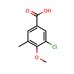 Chemical structure of 3-Chloro-4-methoxy-5-methylbenzoic acid , CAS 62316-29-4, AChemBlock X178102