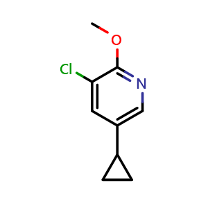 Chemical structure of 3-Chloro-5-cylclopropyl-2-methoxypyridine , CAS 2245949-65-7, AChemBlock X178121