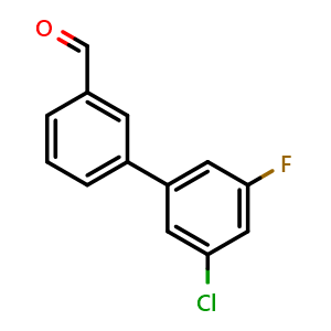 Chemical structure of 3'-Chloro-5'-fluoro-[1,1'-biphenyl]-3-carbaldehyde , CAS 1242339-78-1, AChemBlock X178124