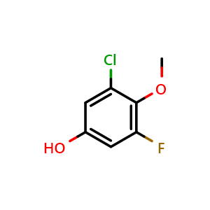 Chemical structure of 3-chloro-5-fluoro-4-methoxyphenol , CAS 1017777-55-7, AChemBlock X178131