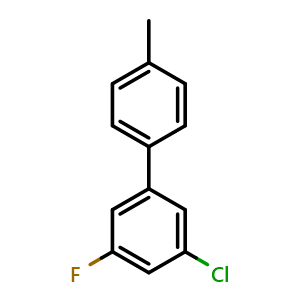 Chemical structure of 3-Chloro-5-fluoro-4'-methyl-1,1'-biphenyl , CAS 2807450-80-0, AChemBlock X178132