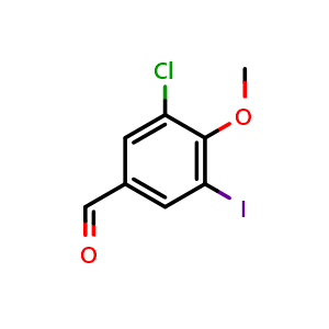 Chemical structure of 3-Chloro-5-iodo-4-methoxybenzaldehyde , CAS 2386479-36-1, AChemBlock X178138