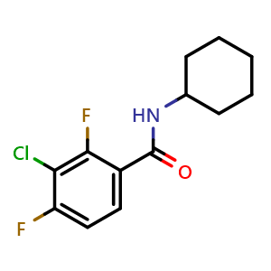 Chemical structure of 3-Chloro-N-cyclohexyl-2,4-difluorobenzamide , CAS 2764731-60-2, AChemBlock X178143
