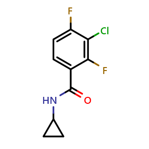 Chemical structure of 3-Chloro-N-cyclopropyl-2,4-difluorobenzamide , CAS 2764733-30-2, AChemBlock X178144