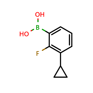 Chemical structure of 3-cyclopropyl-2-fluorophenylboronic acid , CAS 1801916-30-2, AChemBlock X178153