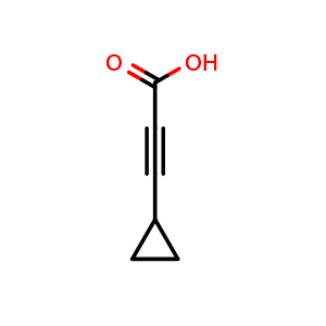 Chemical structure of 3-cyclopropylprop-2-ynoic acid , CAS 7358-93-2, AChemBlock X178155
