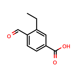 Chemical structure of 3-Ethyl-4-formylbenzoic acid , CAS 1187028-46-1, AChemBlock X178190