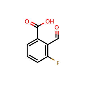 Chemical structure of 3-Fluoro-2-formylbenzoic acid , CAS 1269496-37-8, AChemBlock X178210