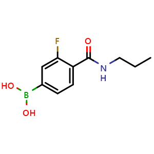 Chemical structure of 3-Fluoro-4-(propylcarbamoyl)phenylboronic acid , CAS 874289-15-3, AChemBlock X178240