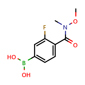 Chemical structure of 3-Fluoro-4-[methoxy(methyl)carbamoyl]phenylboronic acid , CAS 913835-59-3, AChemBlock X178241