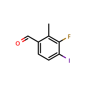 Chemical structure of 3-Fluoro-4-iodo-2-methylbenzaldehyde , CAS 2384774-37-0, AChemBlock X178244