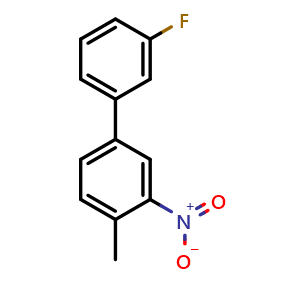 Chemical structure of 3'-Fluoro-4-methyl-3-nitro-1,1'-biphenyl , CAS 1214378-54-7, AChemBlock X178259