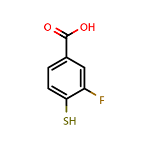 Chemical structure of 3-Fluoro-4-sulfanylbenzoic acid , CAS 244606-36-8, AChemBlock X178261