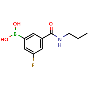 Chemical structure of 3-Fluoro-5-(propylcarbamoyl)phenylboronic acid , CAS 874219-37-1, AChemBlock X178265