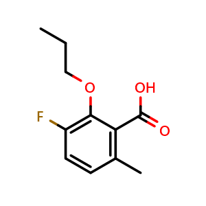 Chemical structure of 3-Fluoro-6-methyl-2-propoxybenzoic acid , CAS 2734774-31-1, AChemBlock X178276