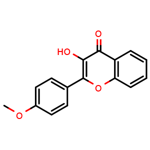 Chemical structure of 3-hydroxy-2-(4-methoxyphenyl)-4H-chromen-4-one , CAS 6889-78-7, AChemBlock X178299