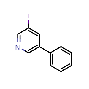 Chemical structure of 3-Iodo-5-phenylpyridine , CAS 1214362-59-0, AChemBlock X178321