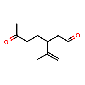 Chemical structure of 3-Isopropenyl-6-oxoheptanal , CAS 7086-79-5, AChemBlock X178327
