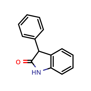 Chemical structure of 3-phenyl-oxindole , CAS 3456-79-9, AChemBlock X178382