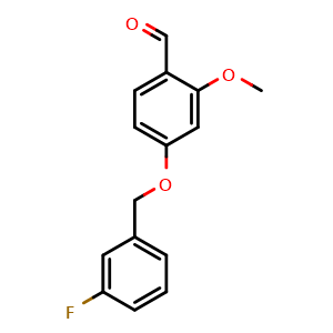 Chemical structure of 4-((3-Fluorobenzyl)oxy)-2-methoxybenzaldehyde , CAS 2734779-74-7, AChemBlock X178393
