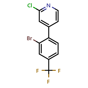 Chemical structure of 4-(2-Bromo-4-(trifluoromethyl)phenyl)-2-chloropyridine , CAS 2734774-80-0, AChemBlock X178410