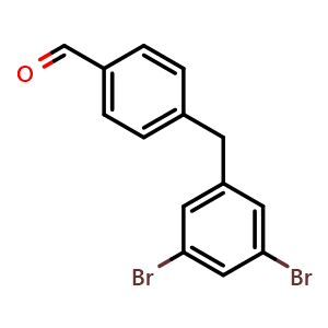 Chemical structure of 4-(3,5-Dibromobenzyl)benzaldehyde , CAS 2586125-92-8, AChemBlock X178420