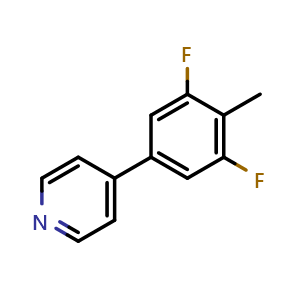 Chemical structure of 4-(3,5-Difluoro-4-methylphenyl)pyridine , CAS 2757729-88-5, AChemBlock X178422
