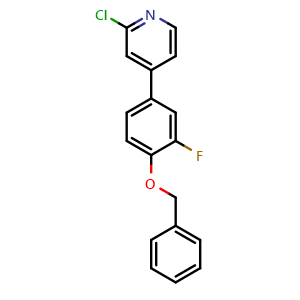 Chemical structure of 4-(4-(Benzyloxy)-3-fluorophenyl)-2-chloropyridine , CAS 2734775-93-8, AChemBlock X178432