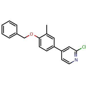 Chemical structure of 4-(4-(Benzyloxy)-3-methylphenyl)-2-chloropyridine , CAS 2734772-81-5, AChemBlock X178433
