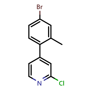Chemical structure of 4-(4-Bromo-2-methylphenyl)-2-chloropyridine , CAS 1541963-83-0, AChemBlock X178445